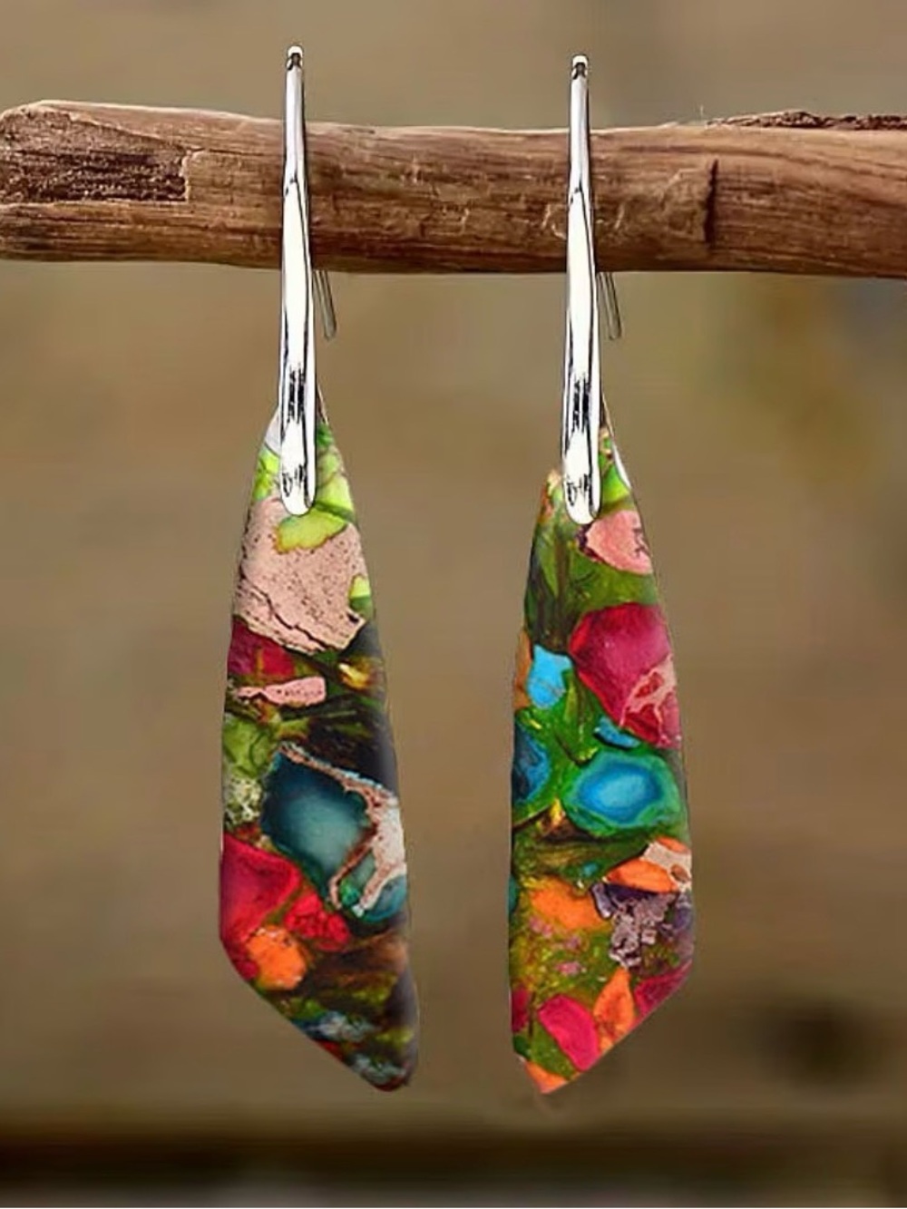 Colorful Teardrop Dangle Earrings - Picture 2 of 2
